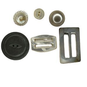 6 Vintage Mother of Pearl Shell Buttons Buckles Sewing Notions